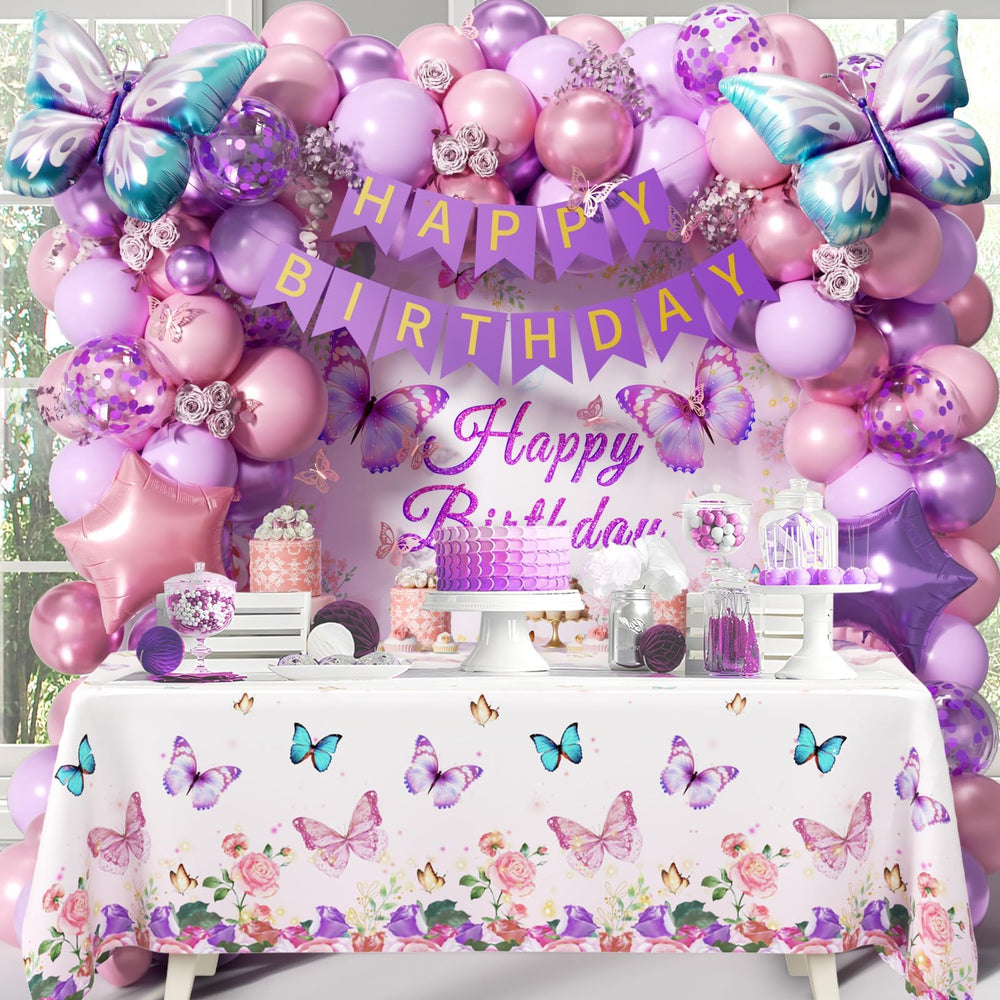 GIZIUXNE purple butterfly foil balloons 32x20 for dramatic focal points.