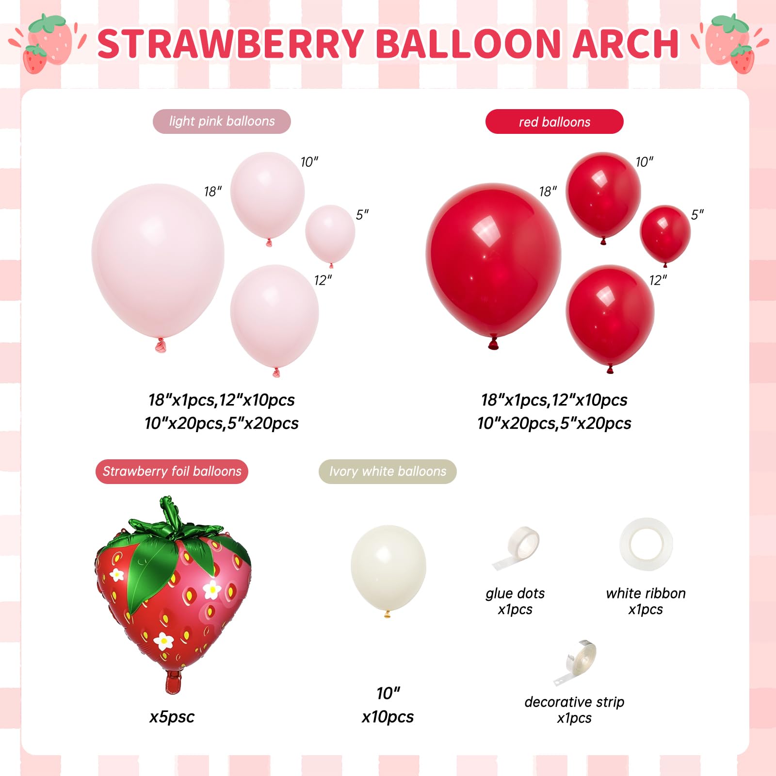 GIZIUXNE 27-inch strawberry foil balloons add dramatic focal points for birthdays.