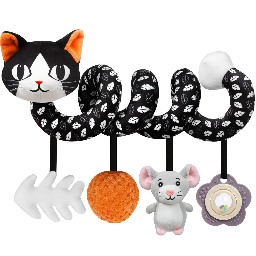 GKDOMS baby carseat toy with black and white rattle to boost newborn visual focus