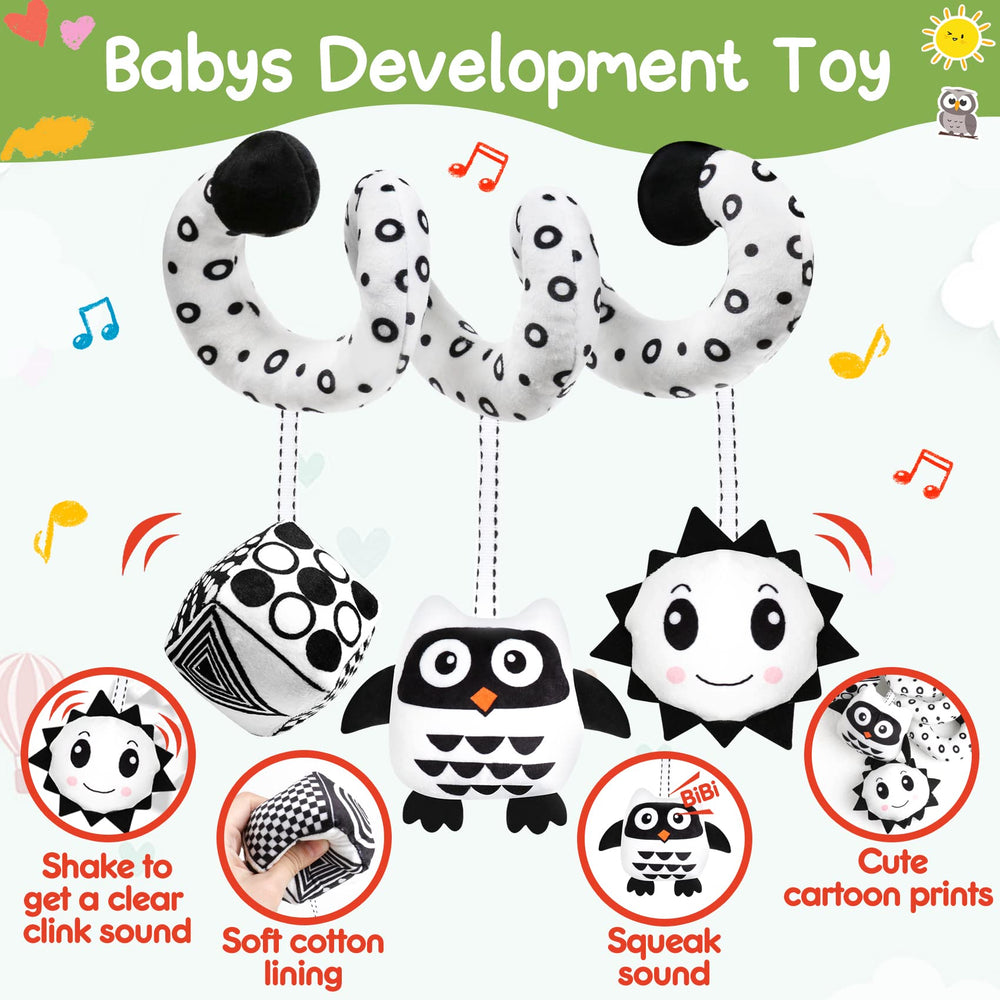 GKDOMS black and white high-contrast toy promotes visual focus during early months.