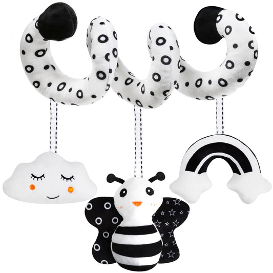 GKDOMS baby spiral hanging toy in black and white for visual development during strolls.