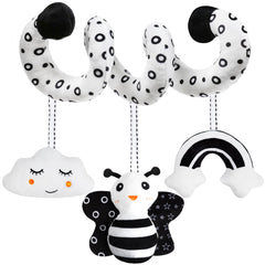 GKDOMS baby spiral hanging toy in black and white for visual development during strolls.