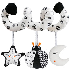GKDOMS baby spiral hanging toy for stroller boosts visual tracking and tactile exploration.
