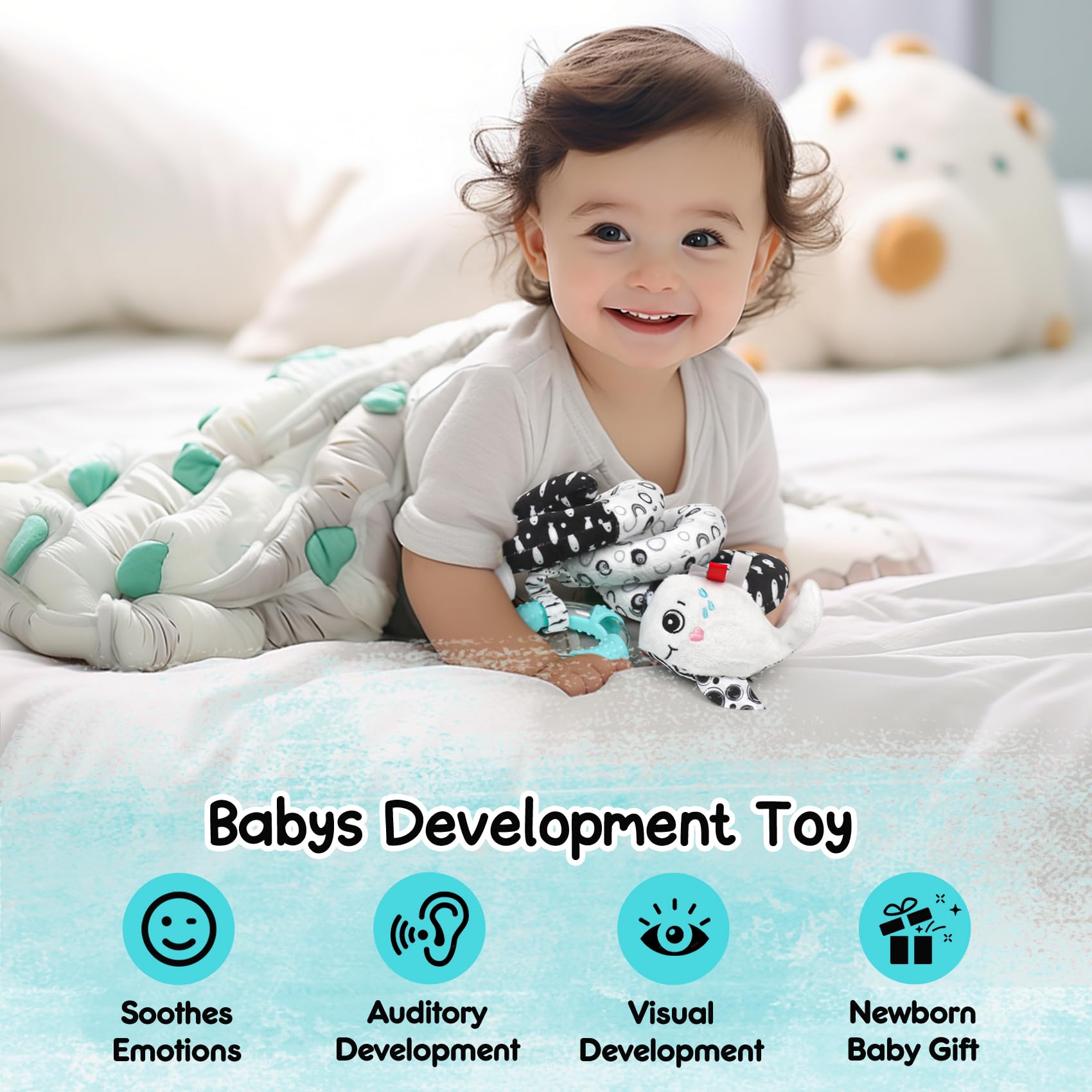 GKDOMS BPA-free soft fabric for safe grabbing and cuddling