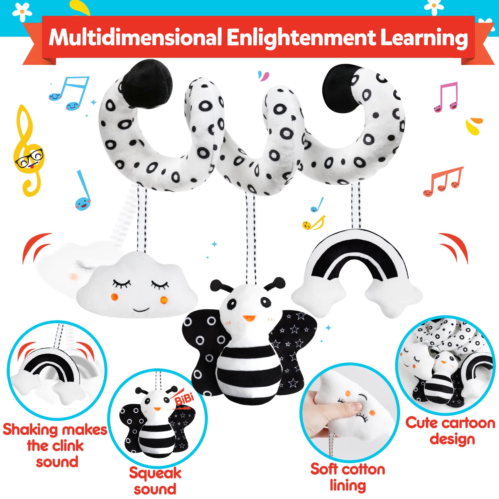GKDOMS black-and-white high-contrast toy supports early visual focus.