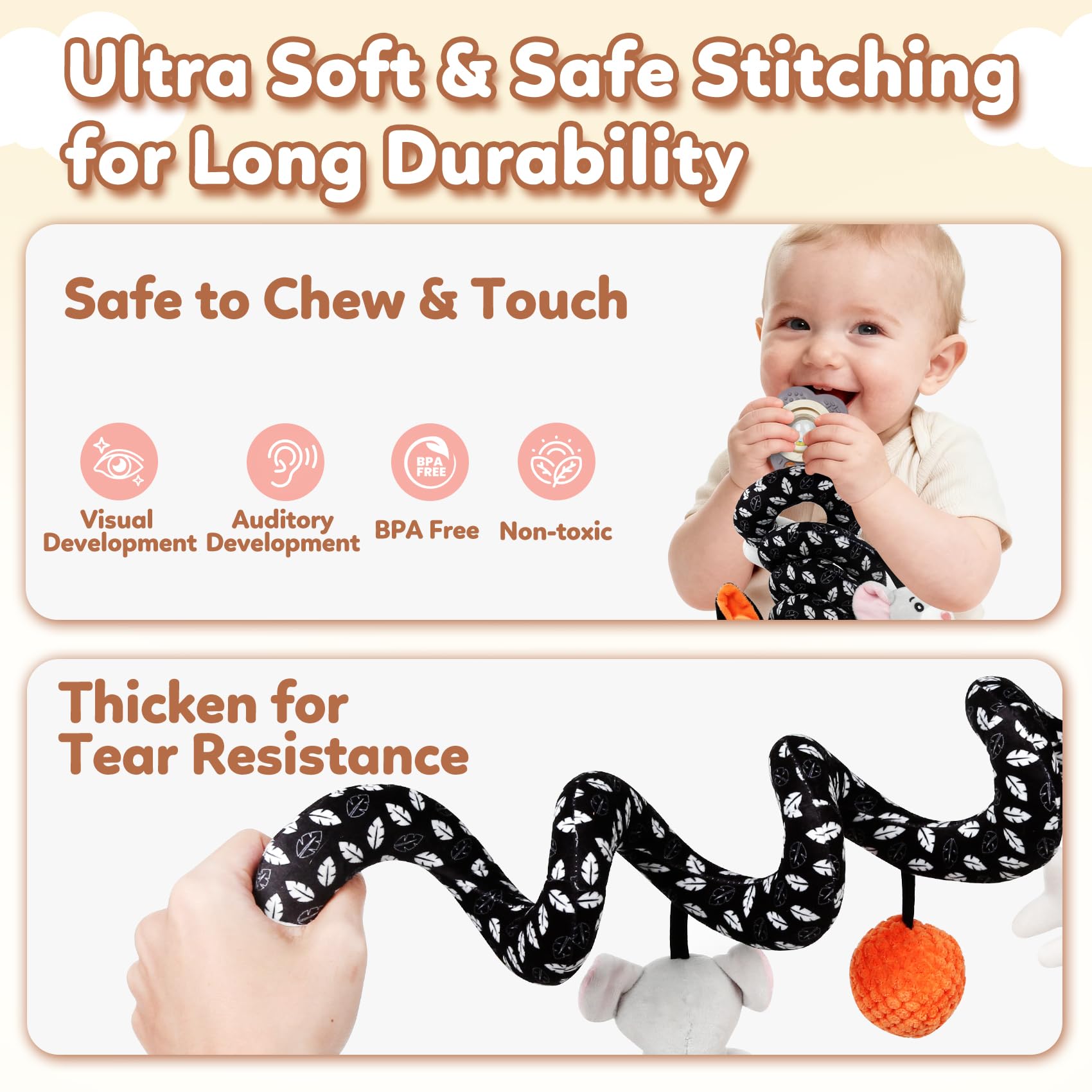 GKDOMS soft plush baby toy for safe mouthing and grasping