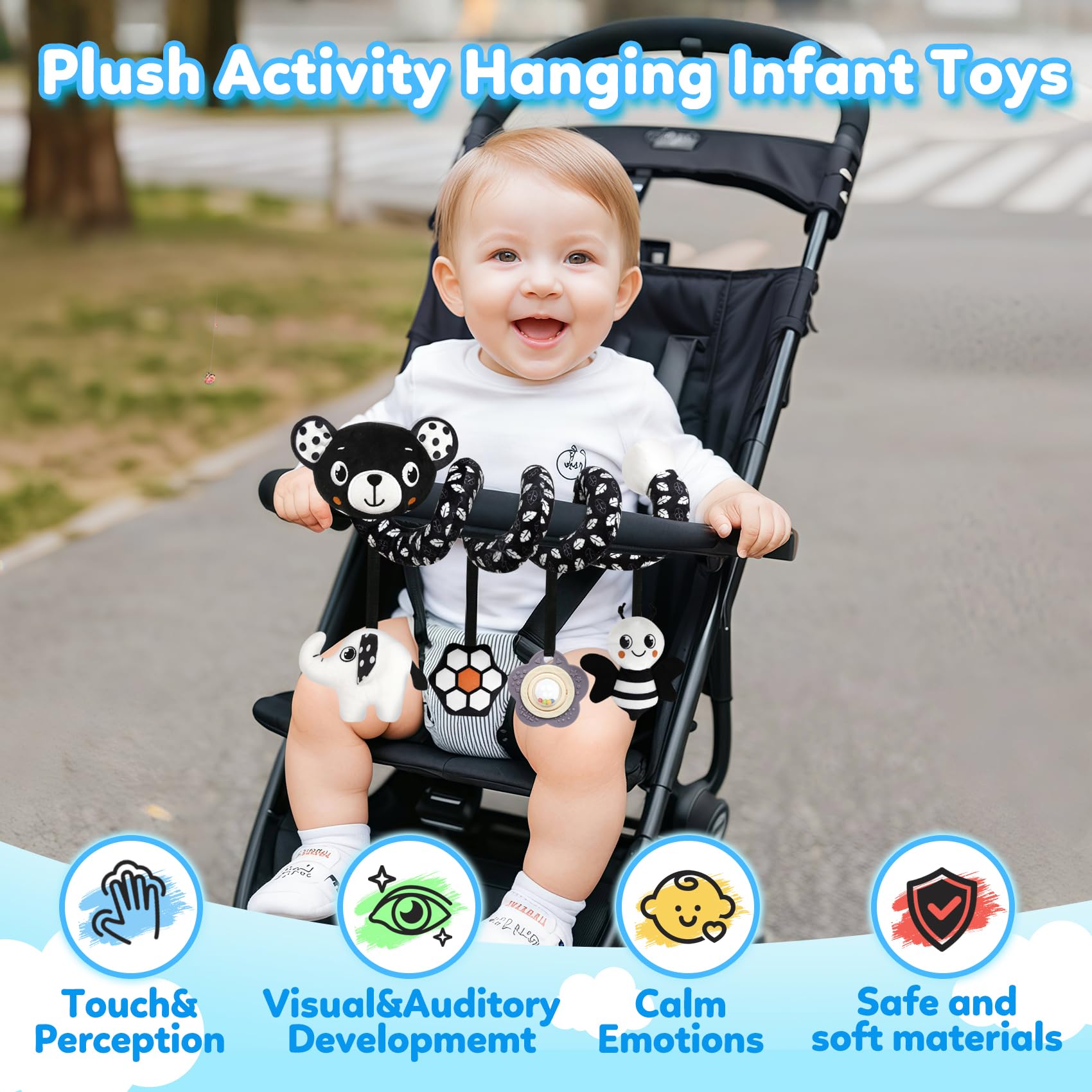 GKDOMS Soft plush bear offers safe grasping and soothing play.