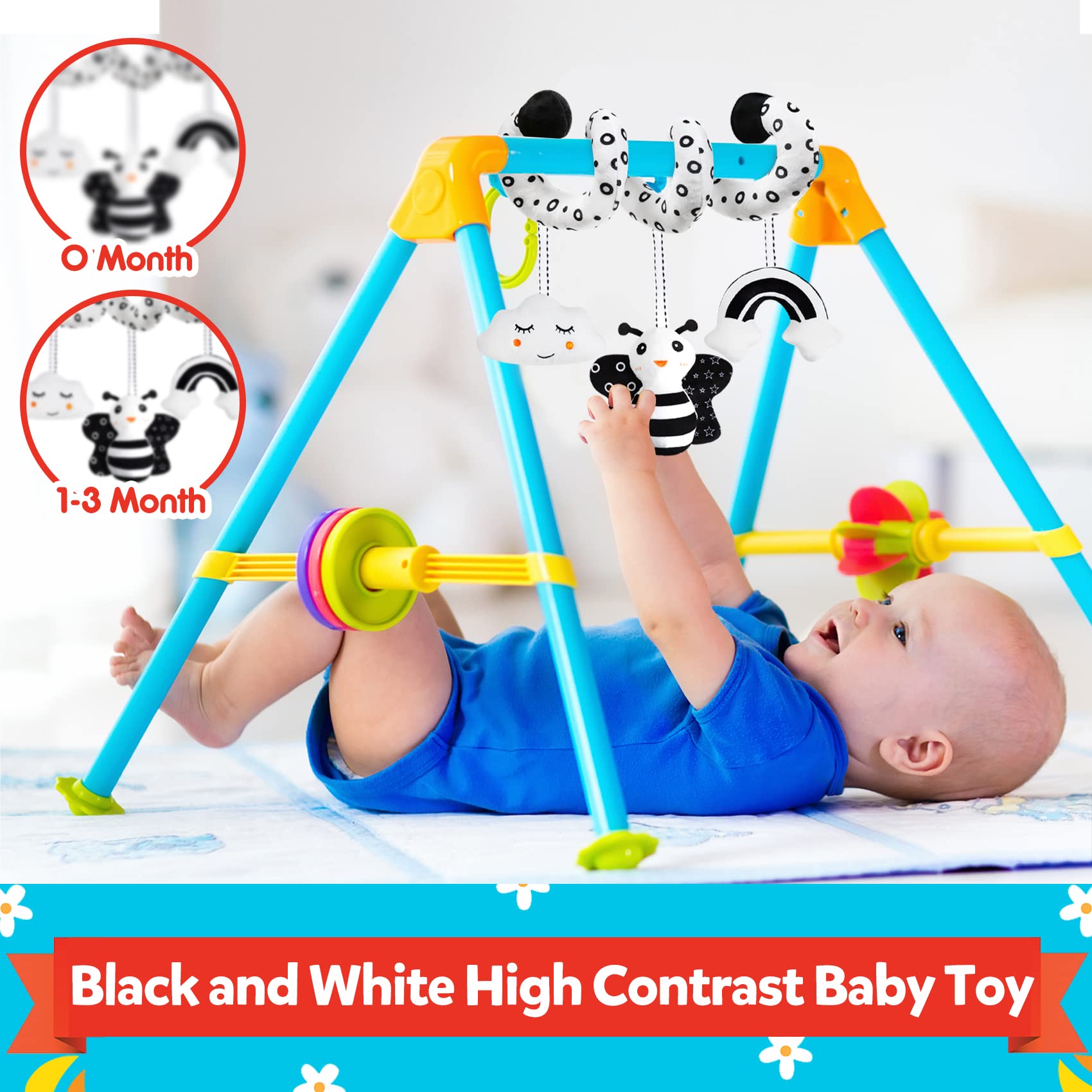 GKDOMS car seat attachment toy keeps newborn engaged on the go.