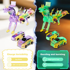 Gkiozu compact-transforming-toy folds two cars into a dino for storytelling.