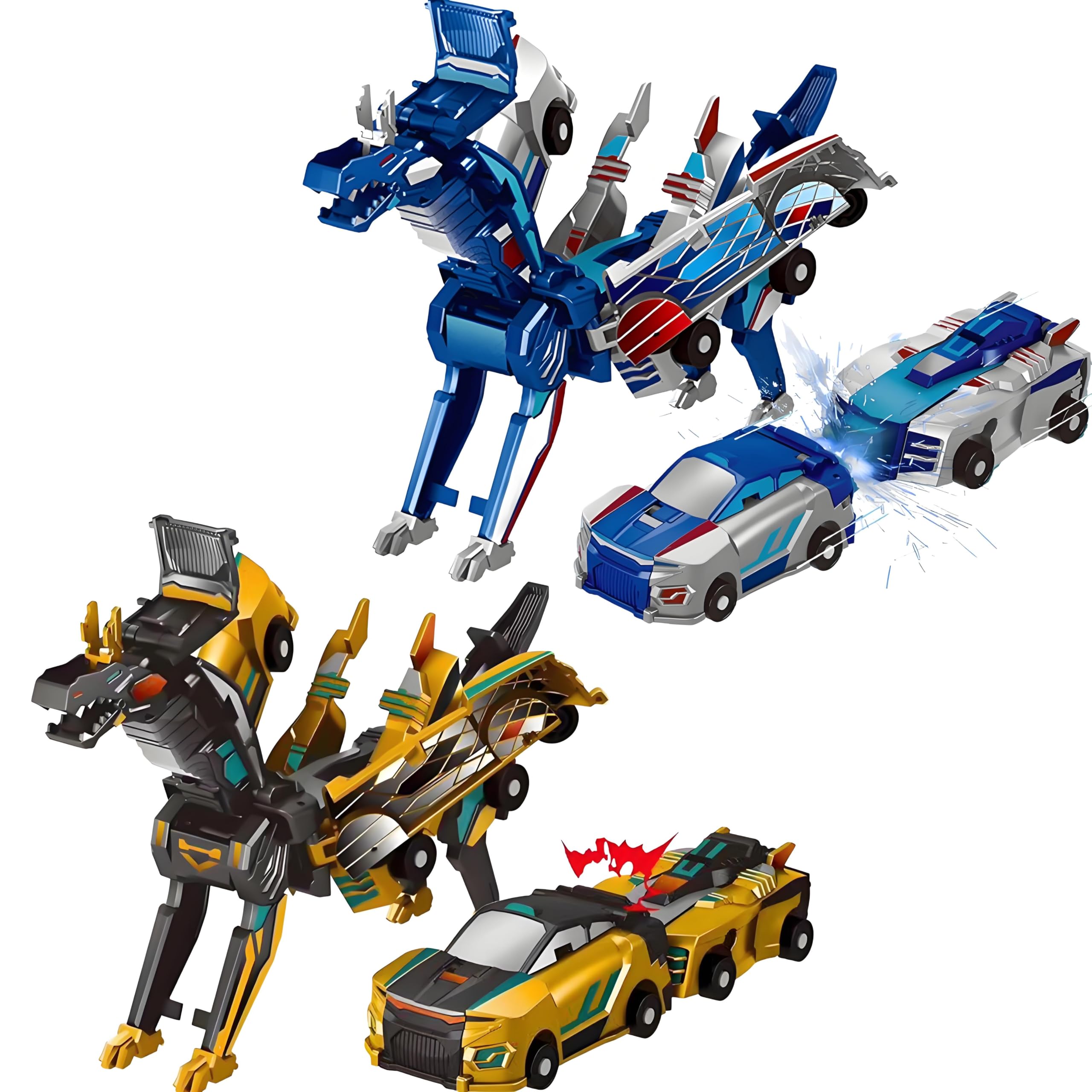 Gkiozu magnetic dinosaur car toy in action during a crash