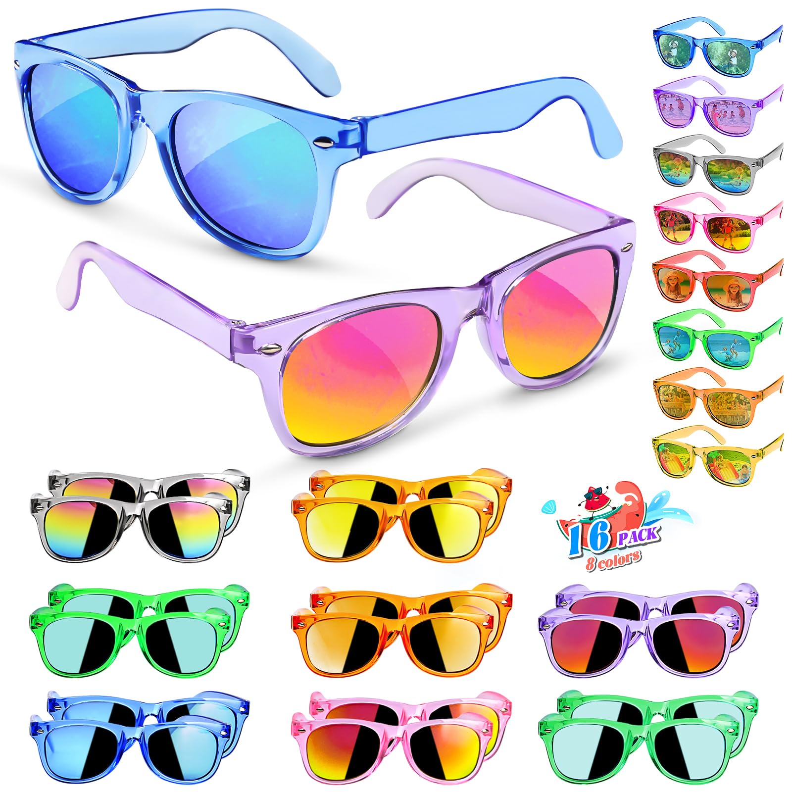 GKTZ Kids sunglasses in neon colors for vibrant party looks and sun safety.