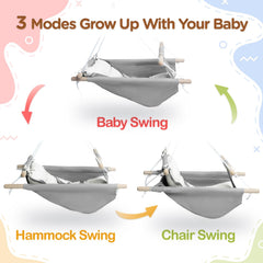 Gladswing baby swing shows the secure 5-point harness for safety
