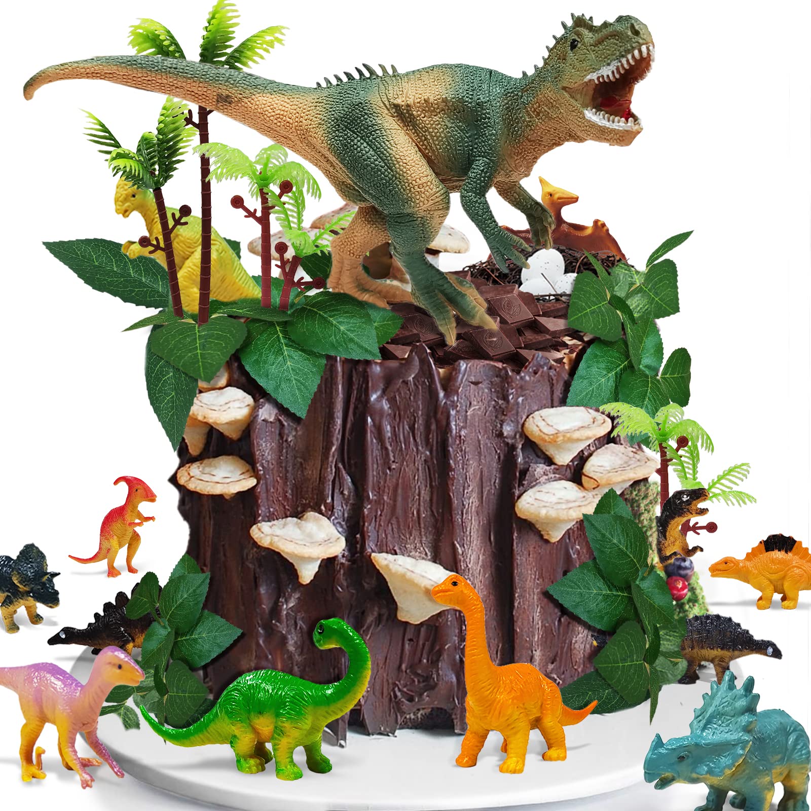 Glahorse dinosaur cake toppers collection adds vivid focal points for dinosaur-themed birthday cakes.