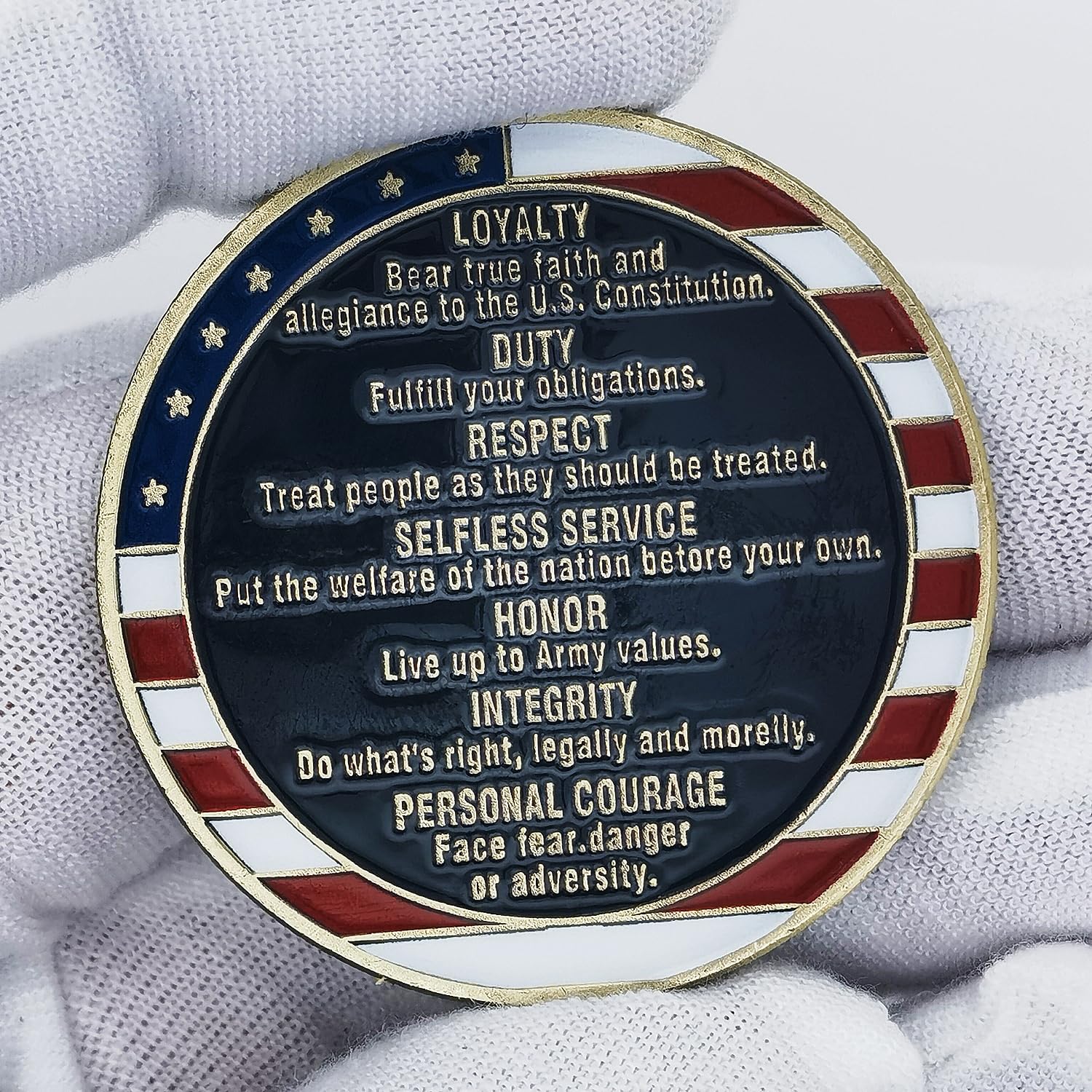 Glamtune US Army Core Values coin diameter 1.57 inches, compact for pocket carry