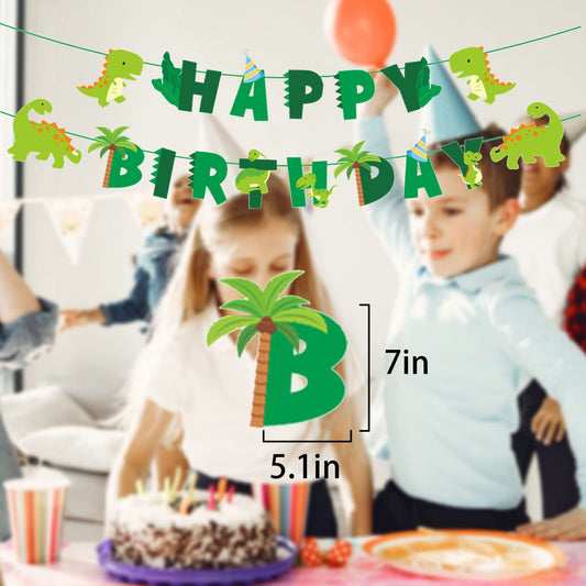 GLASNES dinosaur banner hanging setup brightens the room for a kid's birthday.