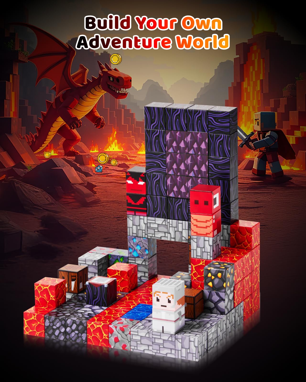 Gleamkid 20-pattern designs enable varied volcano scenes with guided builds.