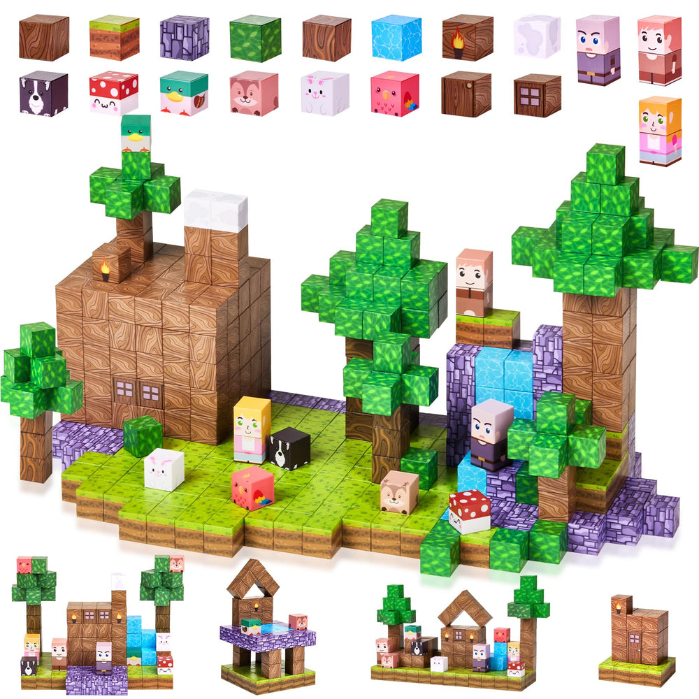 Gleamkid grasslands and forest pieces support creative world-building and cooperative building.