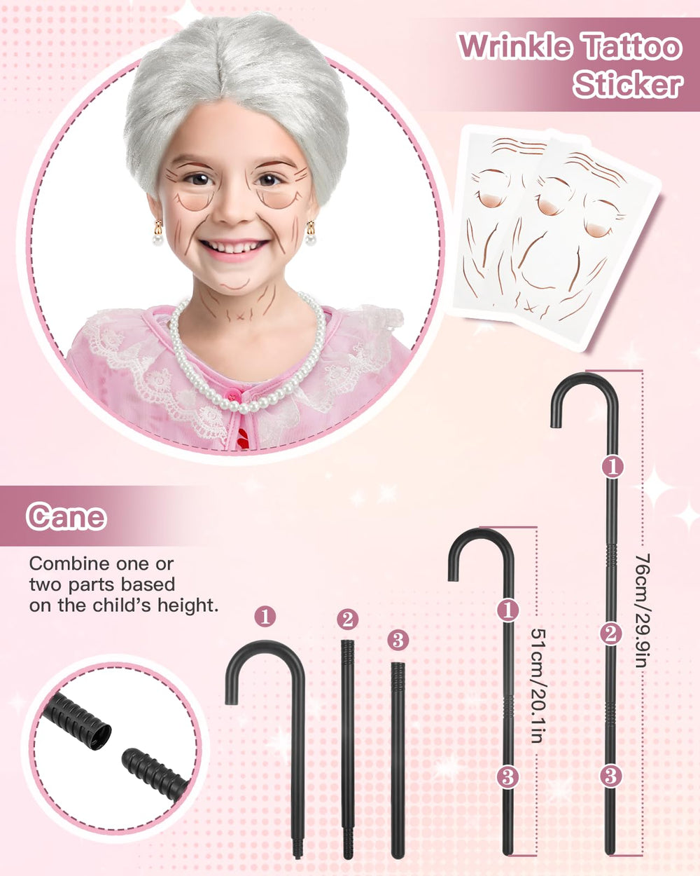 Gleamkid old-lady-cane adjustable for height-perfect cosplay