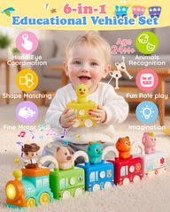 Gleamkid six-vehicles-train encourages imaginative play and fine motor skills
