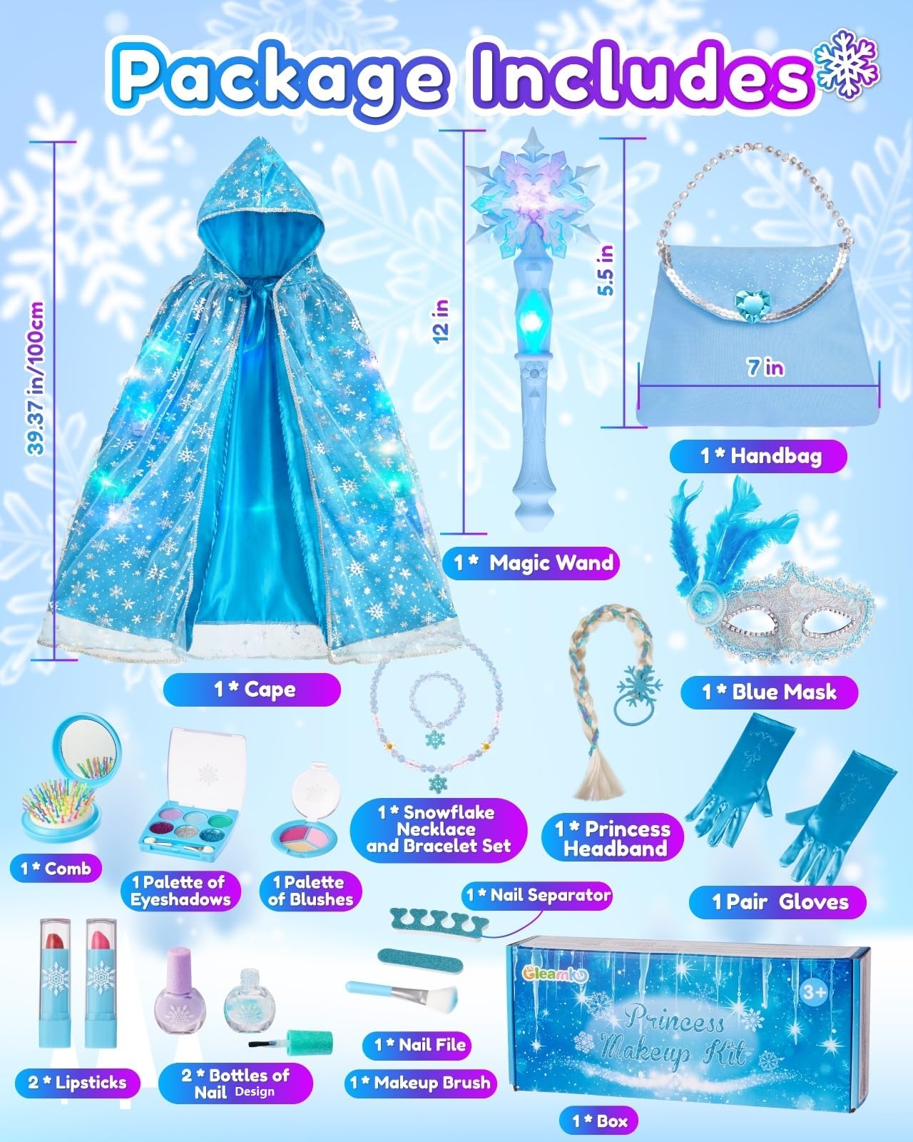 Gleamkid snowflake necklace and bracelet add sparkling finishing touches
