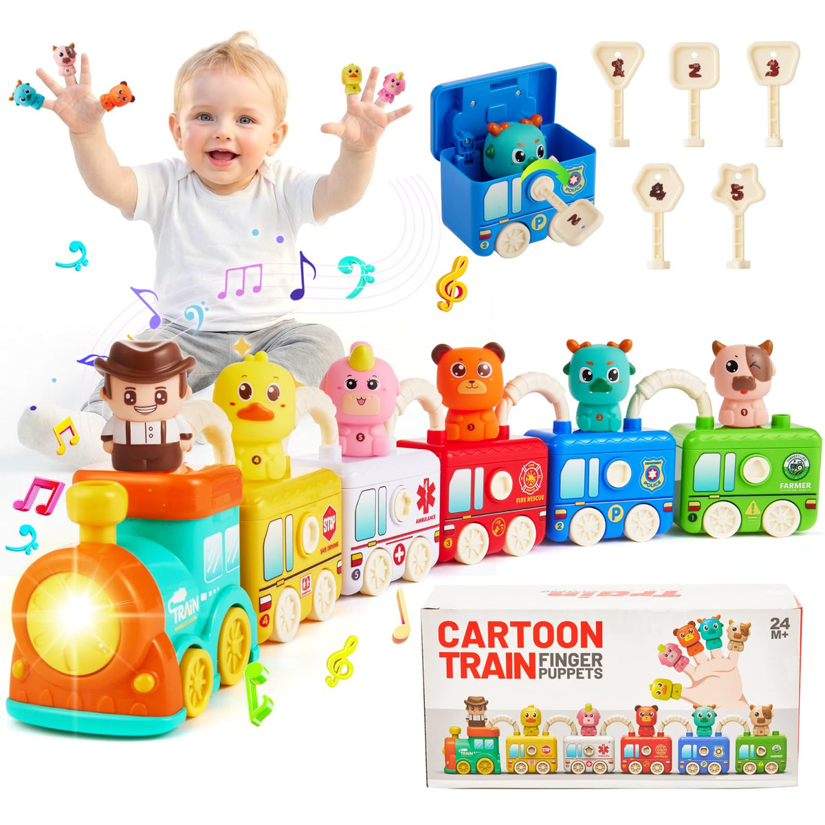 Gleamkid train-set-lights-music boosts sensory exploration during play