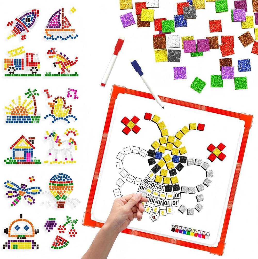 GLEEHAPY learning mosaic magnetic tiles for hands-on STEM play and color matching.