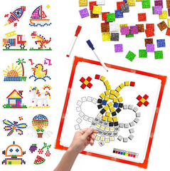 GLEEHAPY learning mosaic magnetic tiles for hands-on STEM play and color matching.