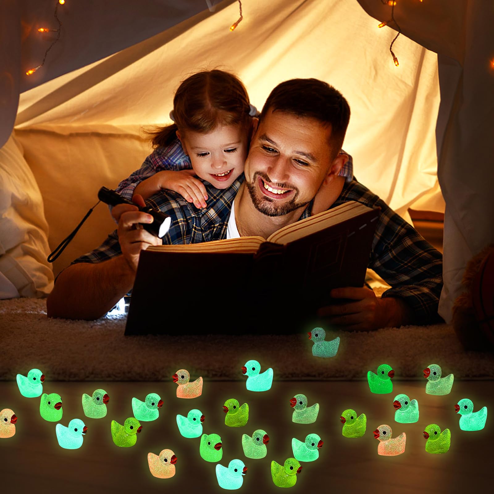 GliSun ducks glowing at night for ambiance and decor