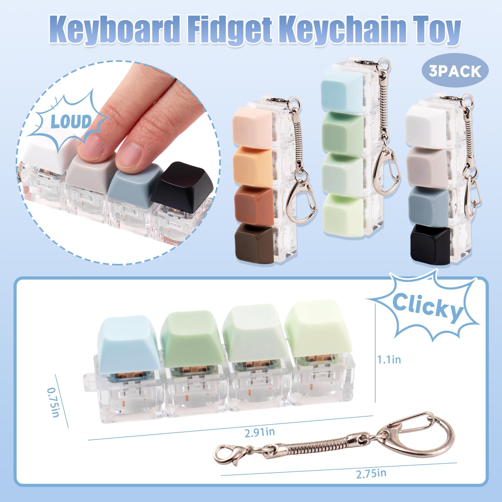 Gliging gradient keyboard fidget set in green gradient supports focus during study and work