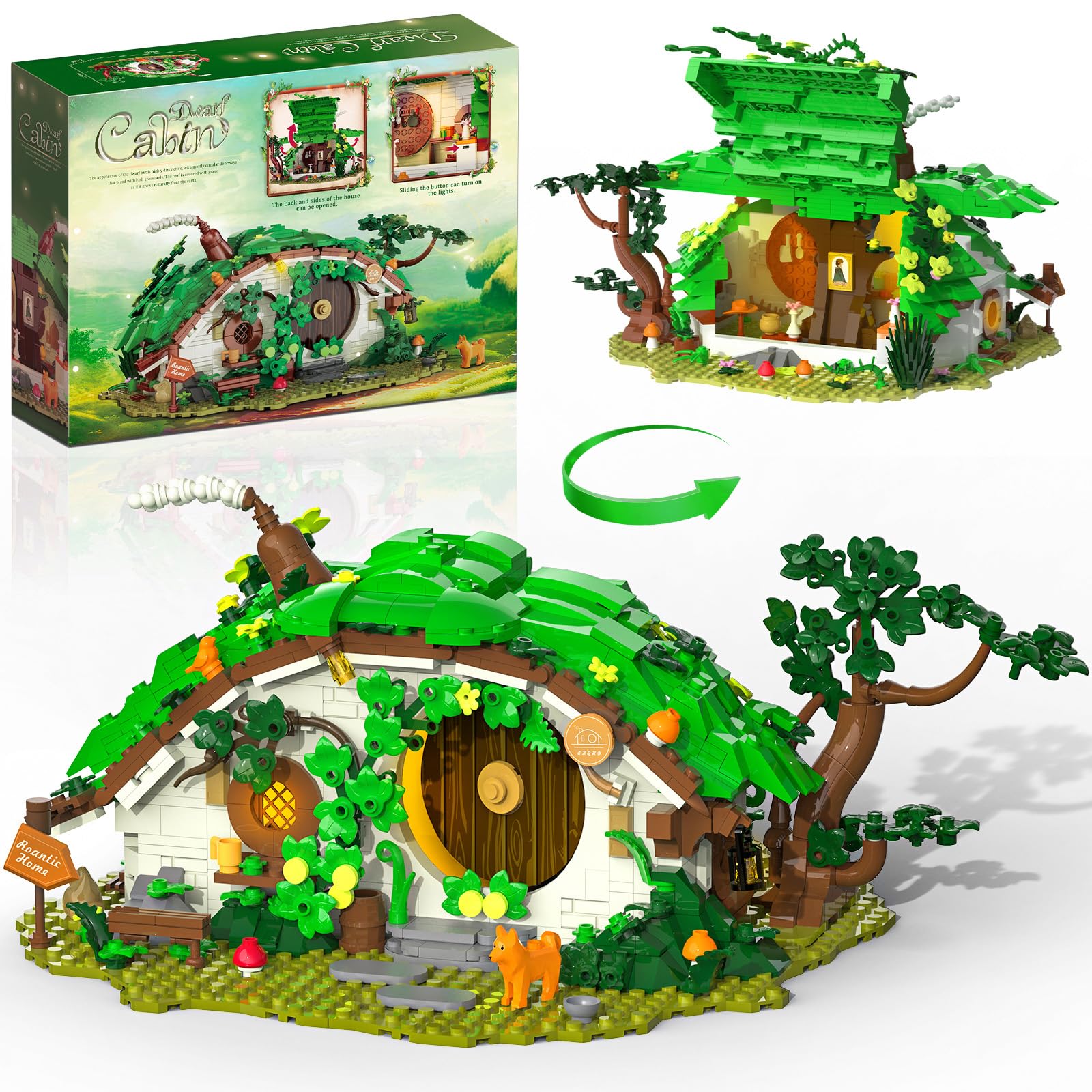 Glikid Dwarf Cabin with LED lighting for cozy home display