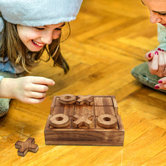 Glintoper wooden tic-tac-toe pieces, smooth edges for safe, comfortable handling.
