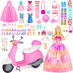 Glisiol 67Pcs doll clothes travel playset featuring diverse outfits for imaginative dress-up play.