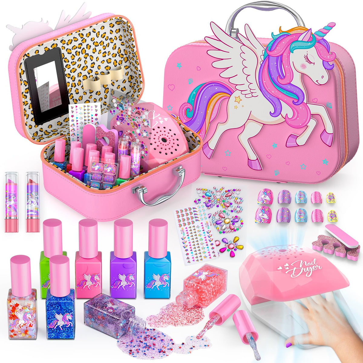 Glisiol Kids Nail Polish Set pink storage case keeps art time tidy and ready