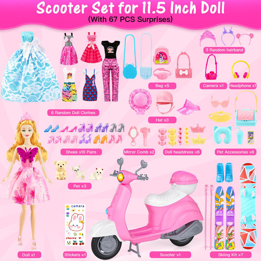 Glisiol pink doll scooter for on-the-go pretend adventures with the doll.