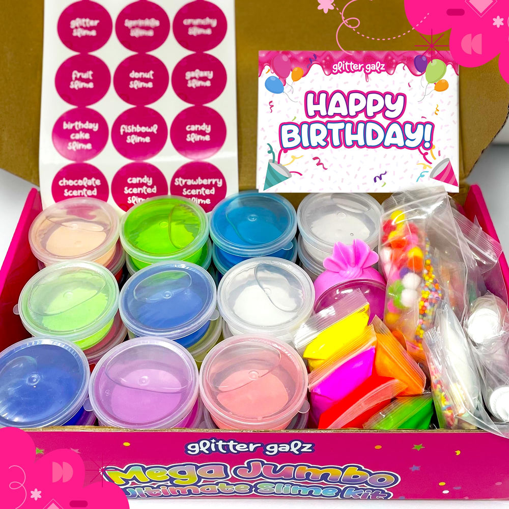 Glitter Galz unboxing shot highlighting full kit contents