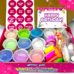 Glitter Galz unboxing shot highlighting full kit contents