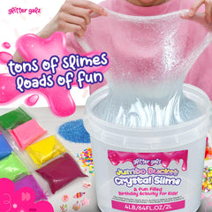 Glitter Galz crystal-clear slime with a glossy finish ready for creative mixing