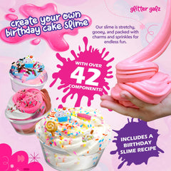 Glitter Galz Mix ins and charms ready to customize scented slime.