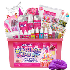 Glitter Galz Slime Kit unboxing shows sparkling mix ins for creative sensory play.