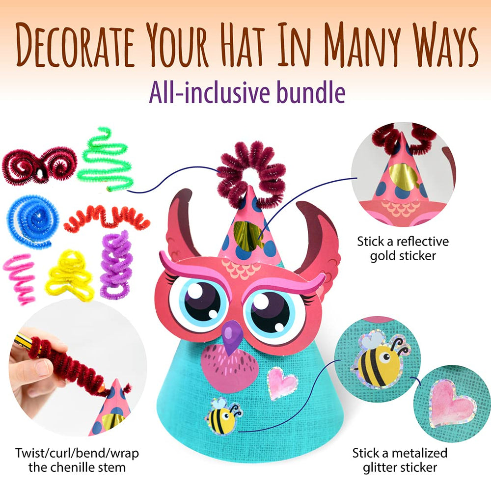 Chenille stems in bright colors for hat decorations