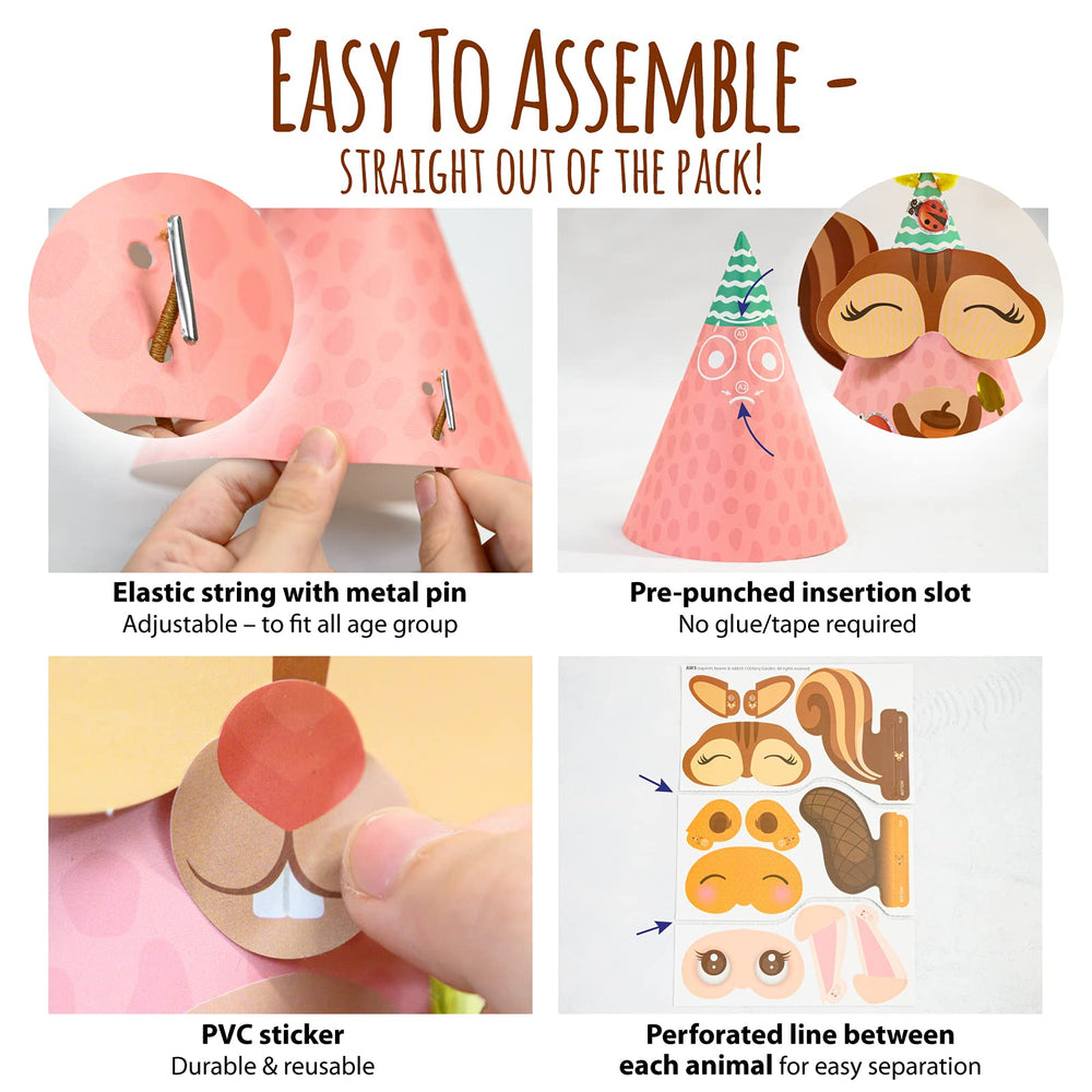Kids assembling woodland hats with Glittery Garden kit