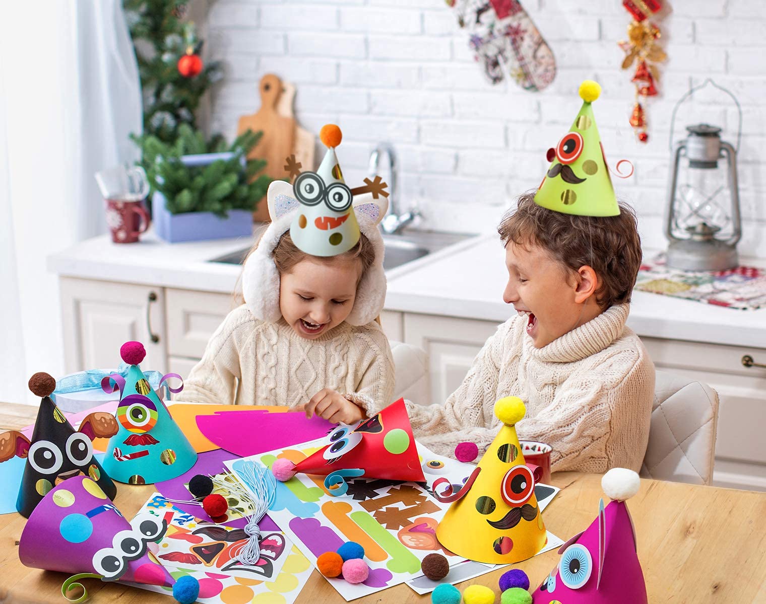 Glittery Garden hats displayed as a banner for nurseries and classrooms