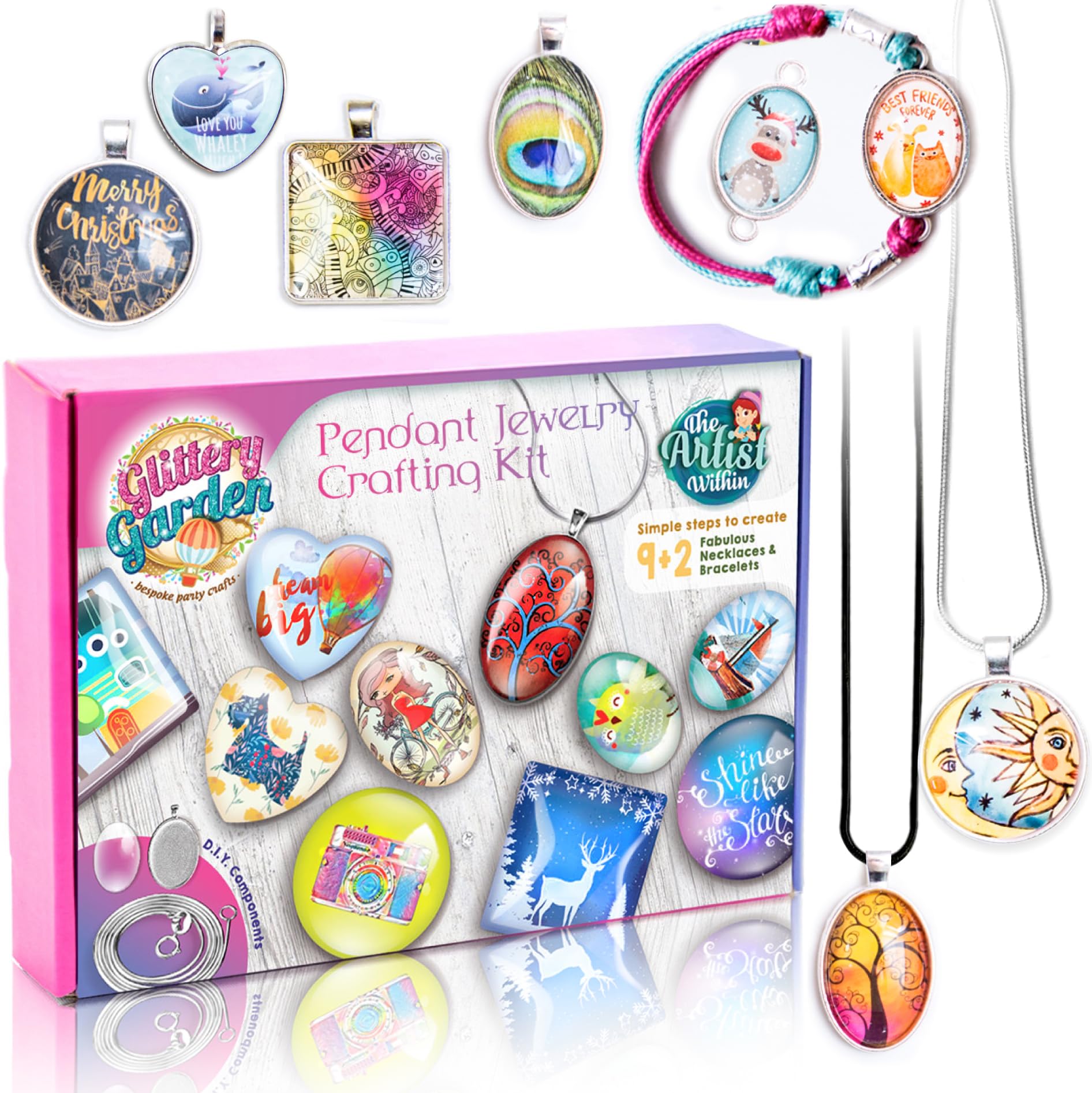 Glittery Garden pendant trays for organizing DIY jewelry ideas