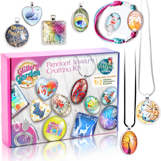 Glittery Garden pendant trays for organizing DIY jewelry ideas