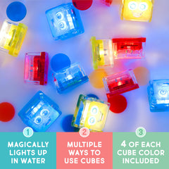 Glo Pals 12 cubes in three colors for fine motor and color learning.