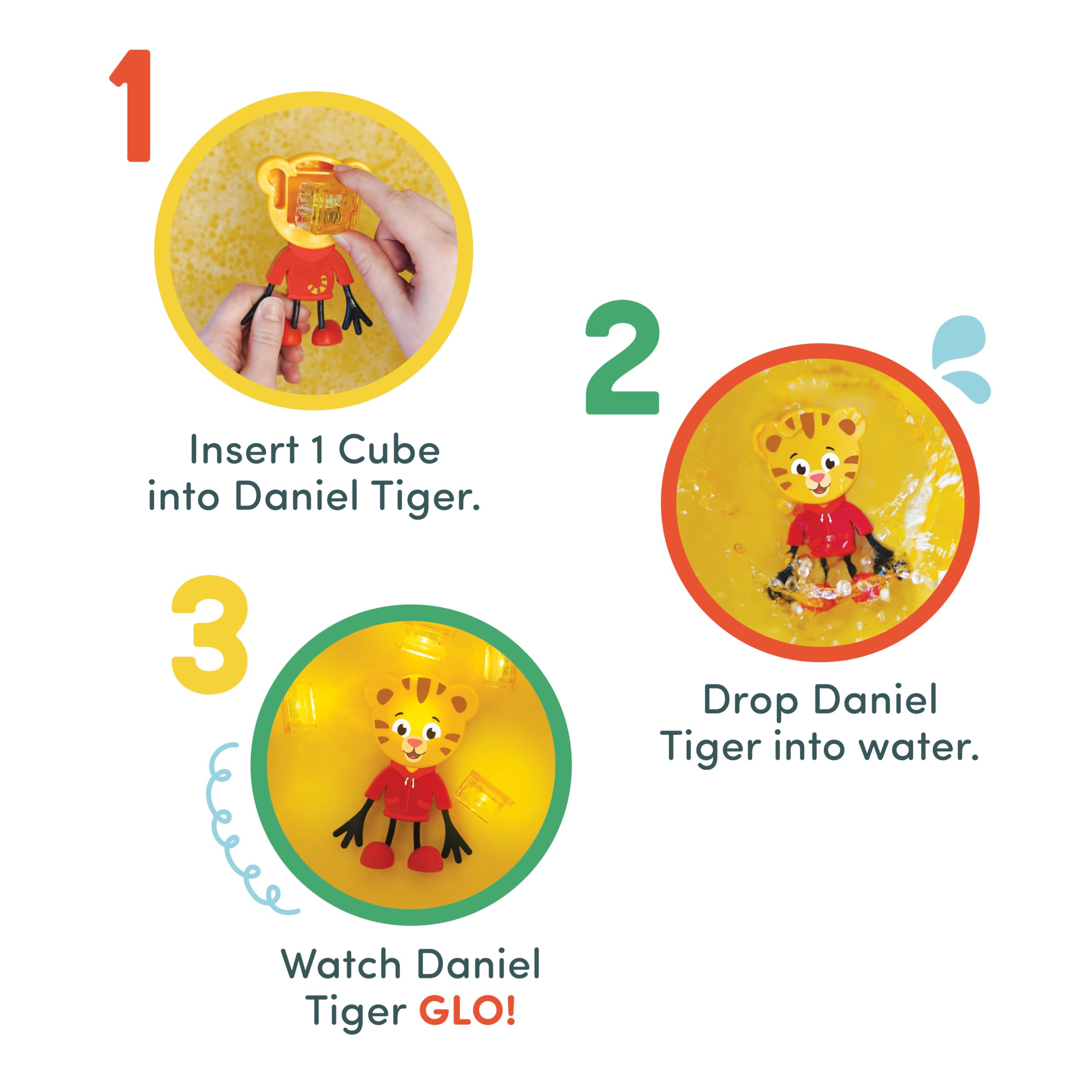 Glo Pals four reusable Daniel Tiger cubes included for immediate sensory play.