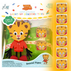Glo Pals Daniel Tiger water-activated cubes glow during bath for sensory exploration.