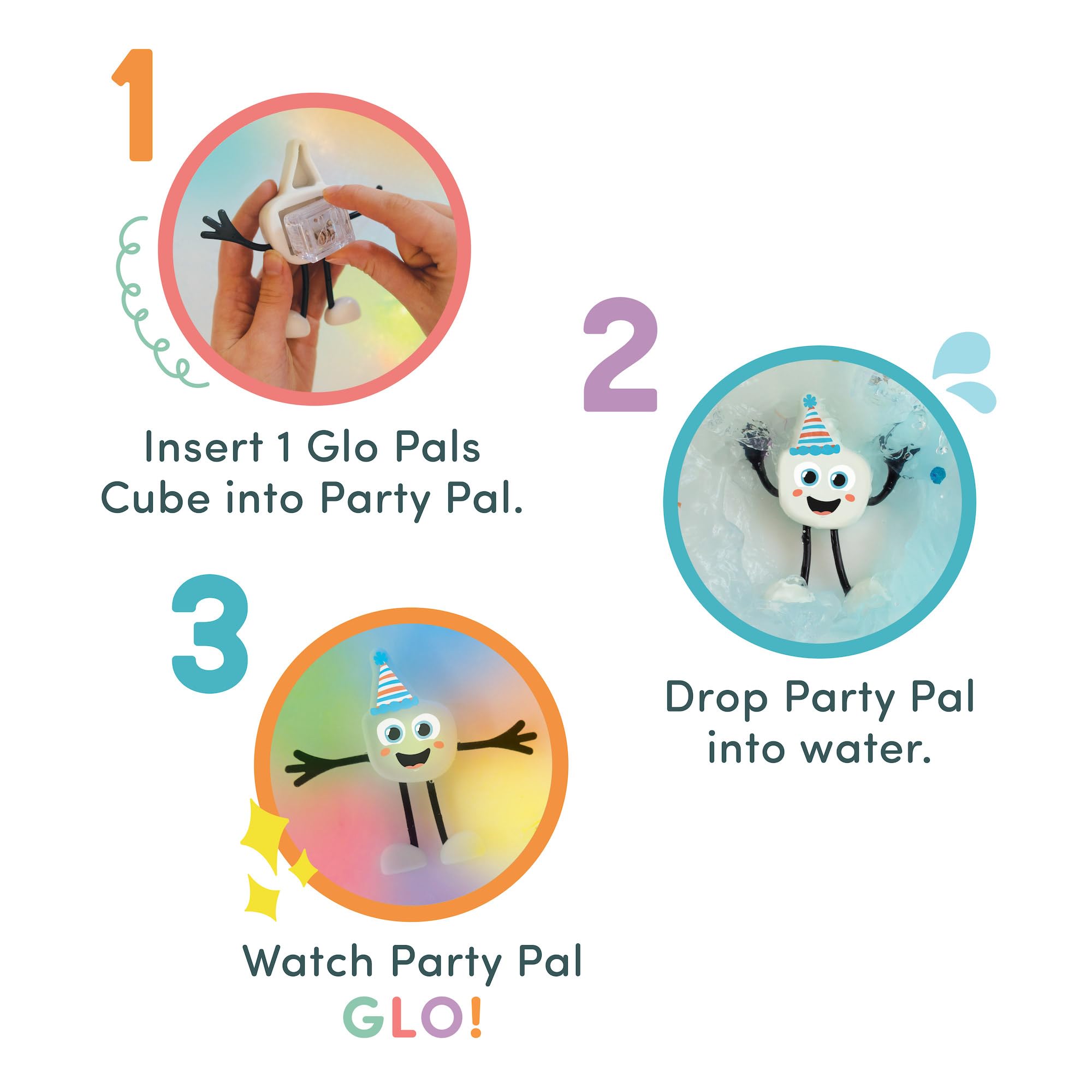Glo Pals Party Pal colorful glow in bath enhances visual play