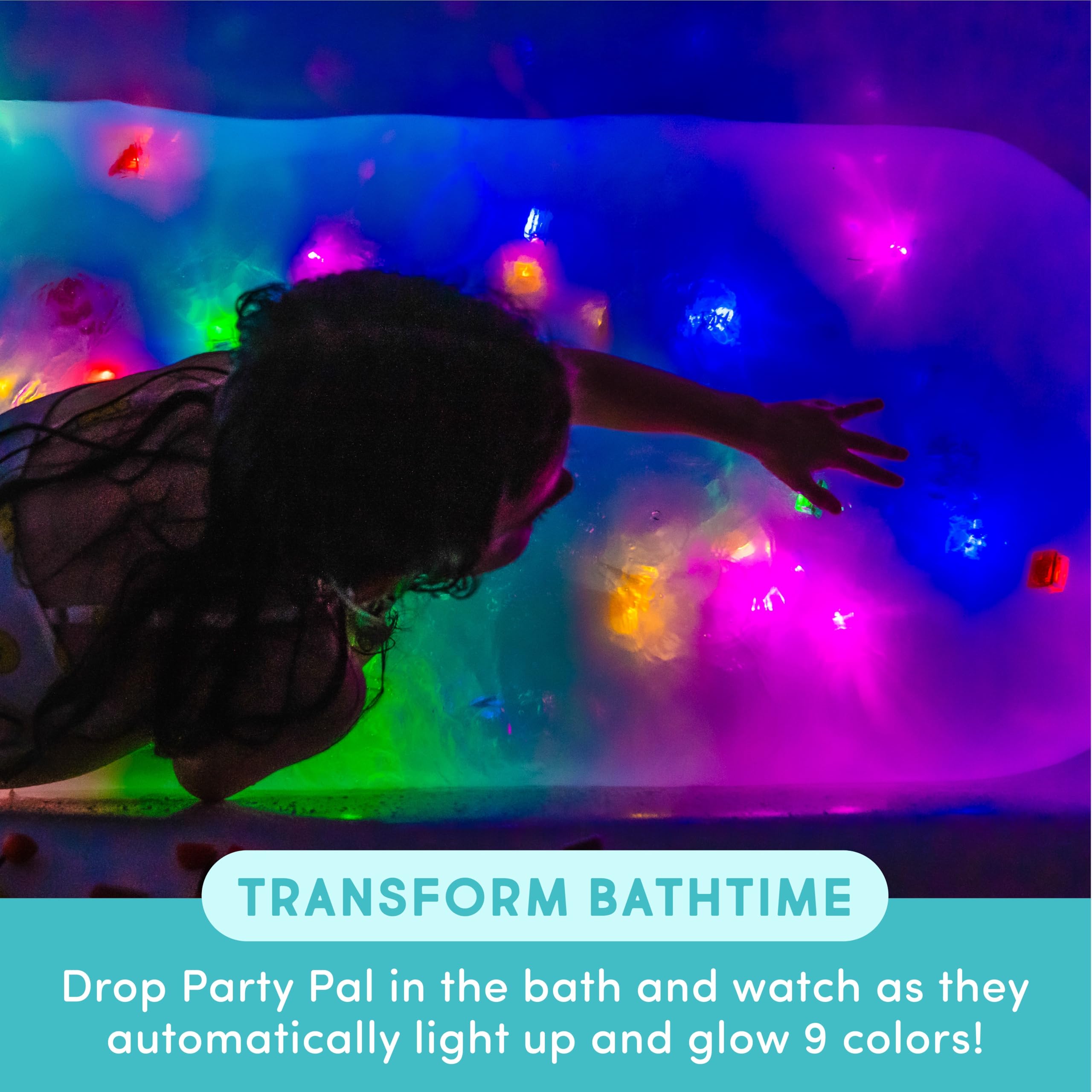 Glo Pals Party Pal six reusable cubes for endless colorful bath-time exploration