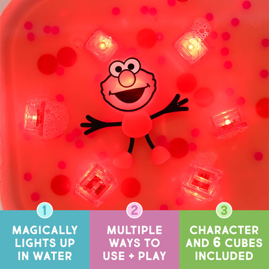 Sesame Street Elmo cubes glow when submerged for sensory play